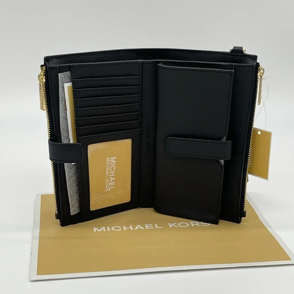 Michael Kors Large Double Zip Wallet Wristlet Black - Picture 7 of 10